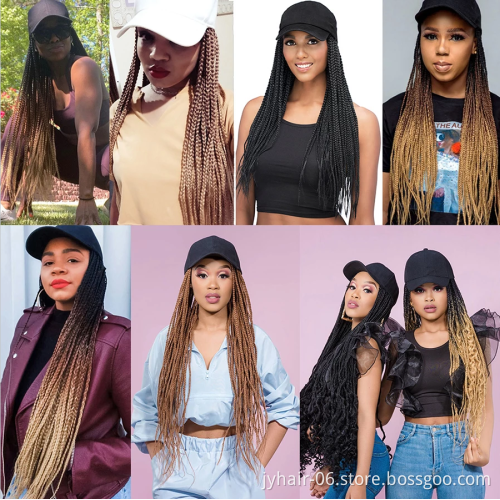 Straight Baseball Hat Wig for Women Girls Long Synthetic Hair Extensions with Hat Pure/Ombre Weaving Cap Wig